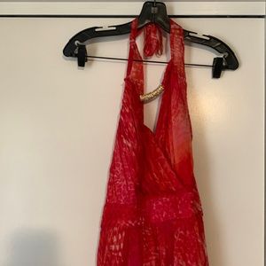 Laundry Shelli Segal Pink and Orange Halter High Low formal Dress woman’s size14